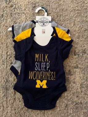 Rivalry Threads Navy & Yellow Baby One-Piece with Wolverines Print